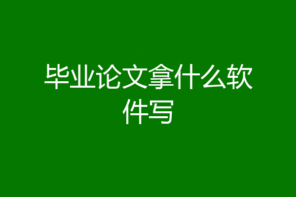 毕业论文拿什么软件写