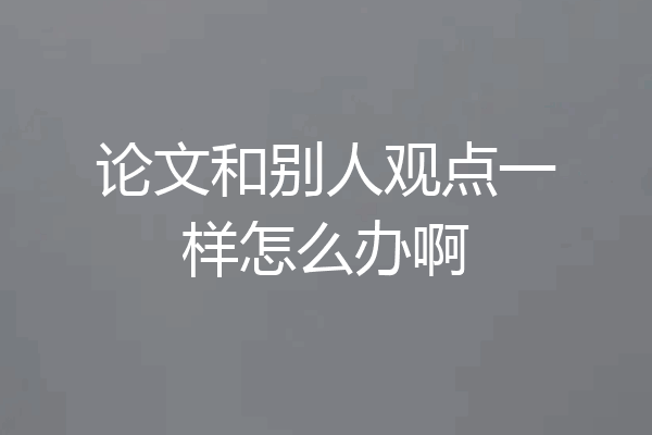 论文和别人观点一样怎么办啊