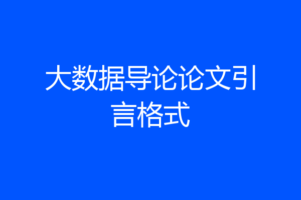 大数据导论论文引言格式