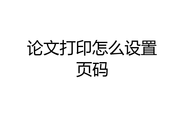 论文打印怎么设置页码