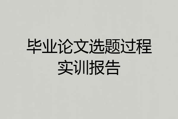 毕业论文选题过程实训报告