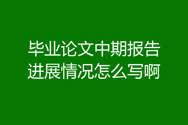 毕业论文中期报告进展情况怎么写啊