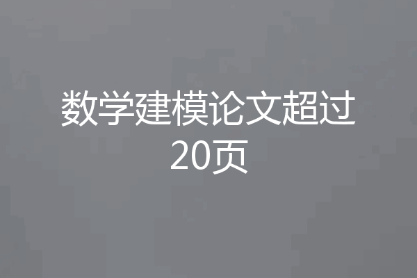 数学建模论文超过20页