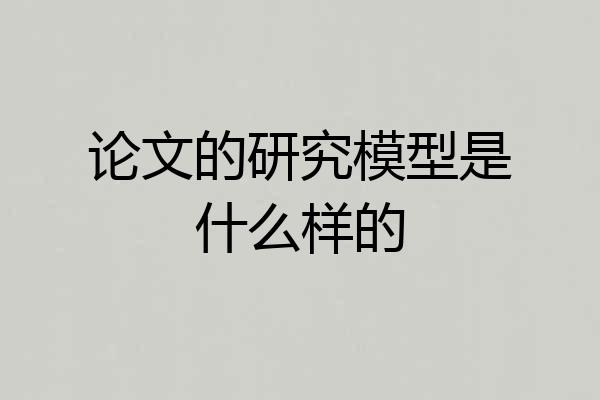 论文的研究模型是什么样的