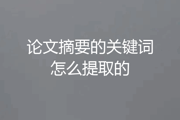 论文摘要的关键词怎么提取的