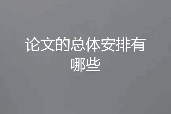 论文的总体安排有哪些