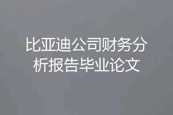 比亚迪公司财务分析报告毕业论文