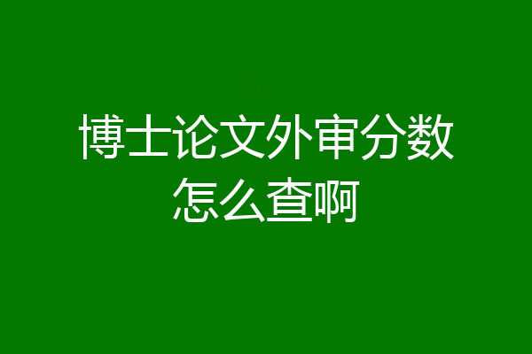博士论文外审分数怎么查啊