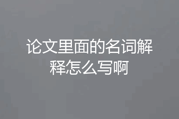 论文里面的名词解释怎么写啊