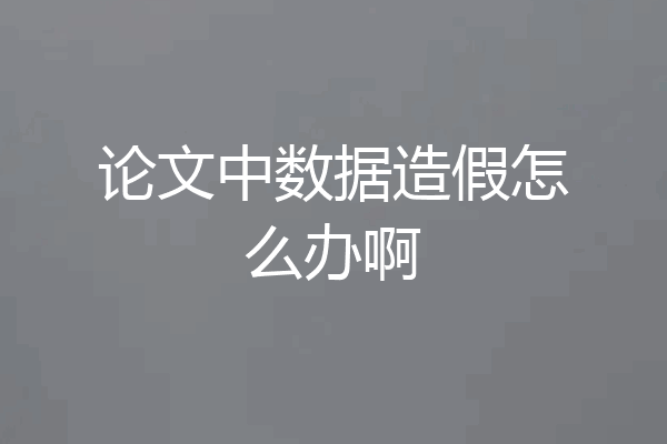 论文中数据造假怎么办啊