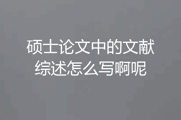 硕士论文中的文献综述怎么写啊呢