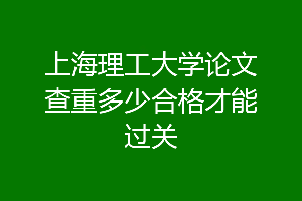 上海理工大学论文查重多少合格才能过关