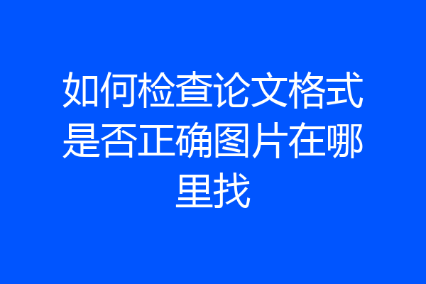 如何检查论文格式是否正确图片在哪里找