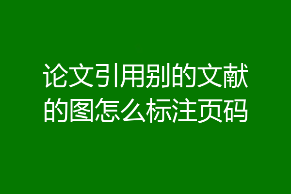 论文引用别的文献的图怎么标注页码