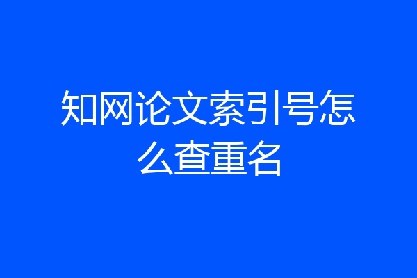 知网论文索引号怎么查重名