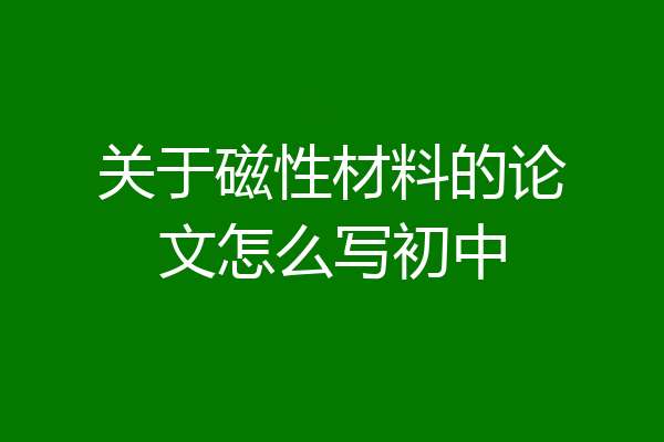 关于磁性材料的论文怎么写初中