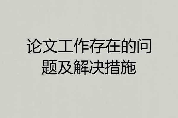 论文工作存在的问题及解决措施