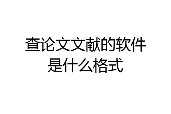 查论文文献的软件是什么格式