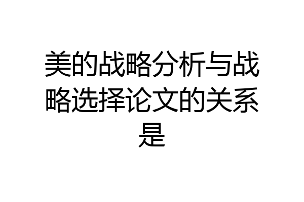 美的战略分析与战略选择论文的关系是