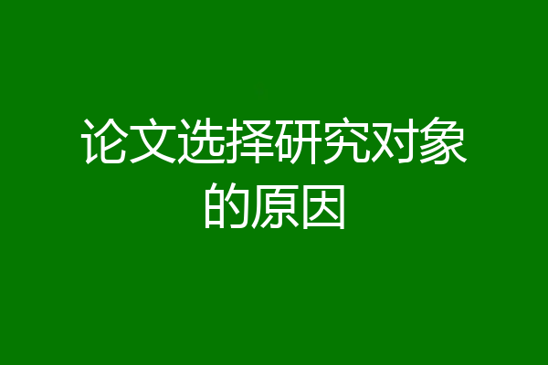 论文选择研究对象的原因