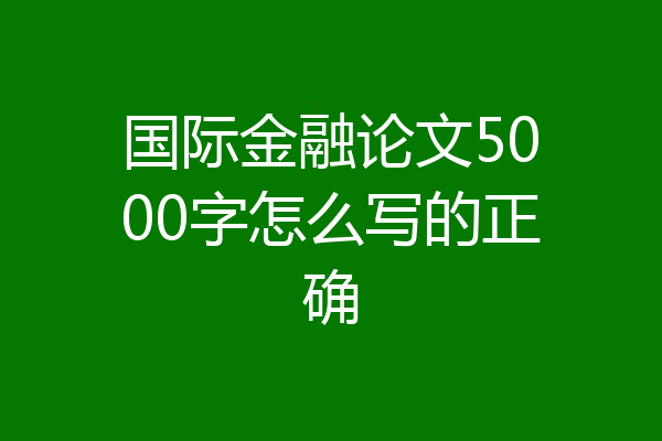 国际金融论文5000字怎么写的正确