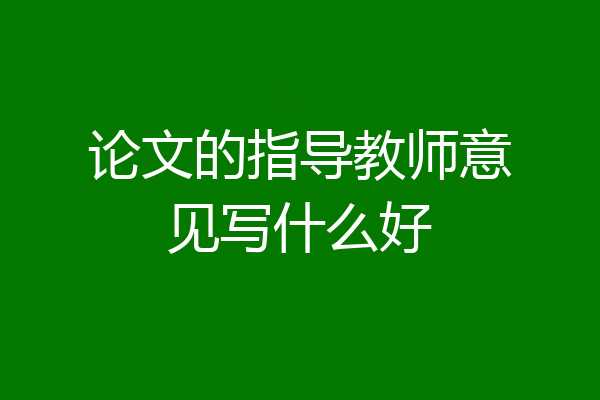 论文的指导教师意见写什么好