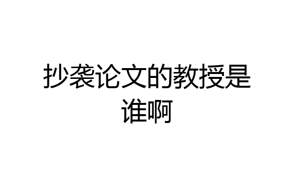 抄袭论文的教授是谁啊
