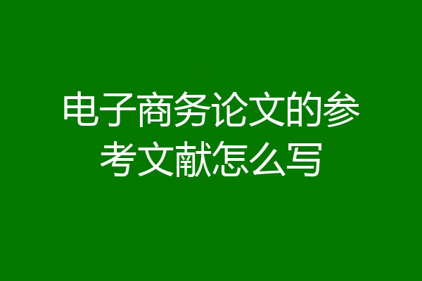 电子商务论文的参考文献怎么写