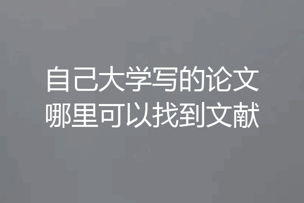 自己大学写的论文哪里可以找到文献