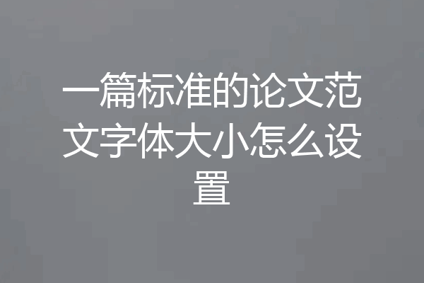 一篇标准的论文范文字体大小怎么设置