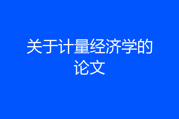 关于计量经济学的论文