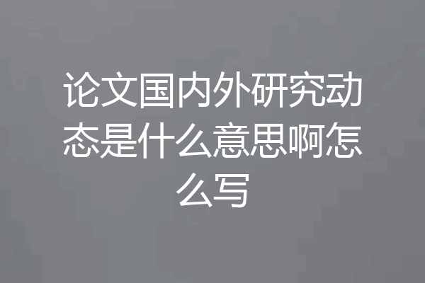 论文国内外研究动态是什么意思啊怎么写