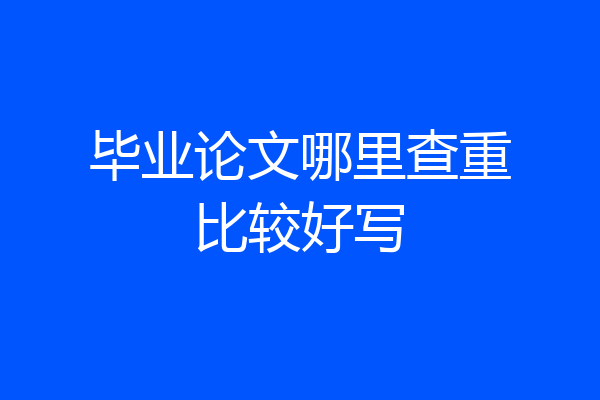 毕业论文哪里查重比较好写