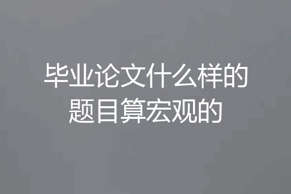 毕业论文什么样的题目算宏观的