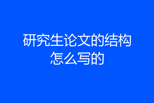 研究生论文的结构怎么写的