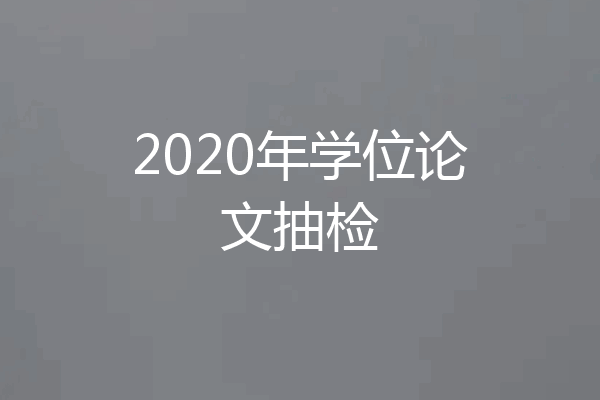 2020年学位论文抽检