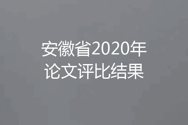 安徽省2020年论文评比结果
