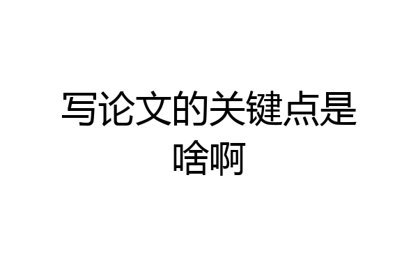 写论文的关键点是啥啊