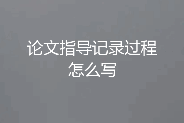 论文指导记录过程怎么写