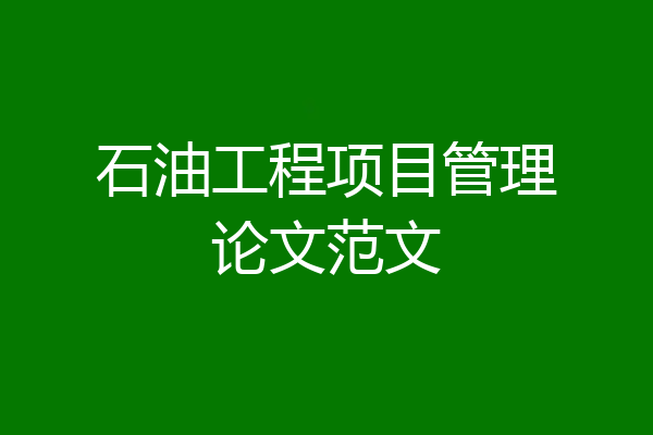 石油工程项目管理论文范文
