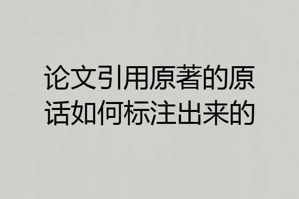论文引用原著的原话如何标注出来的