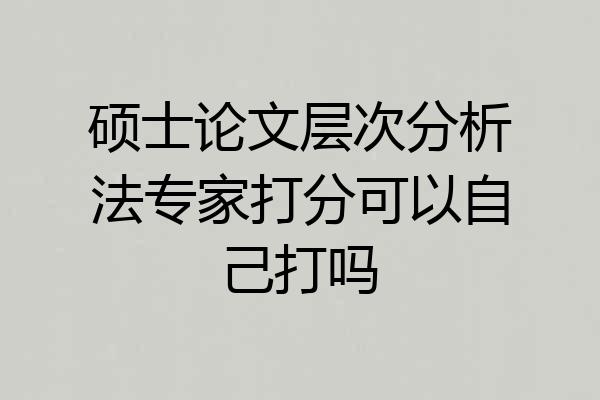 硕士论文层次分析法专家打分可以自己打吗