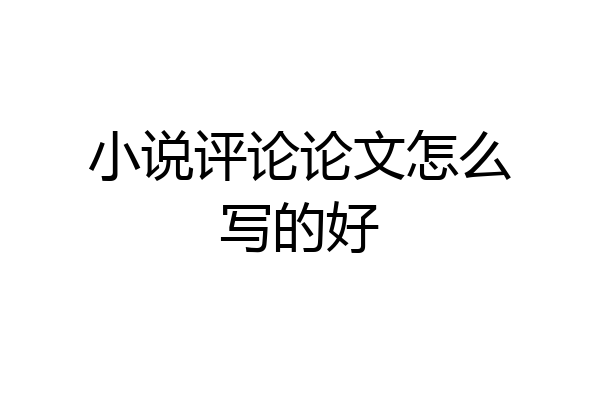 小说评论论文怎么写的好
