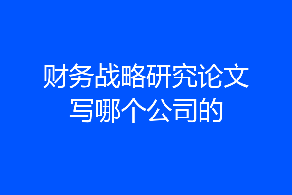 财务战略研究论文写哪个公司的