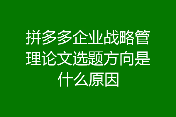 拼多多企业战略管理论文选题方向是什么原因