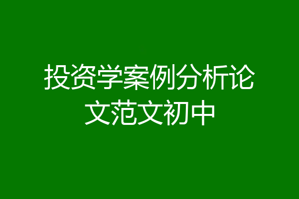 投资学案例分析论文范文初中