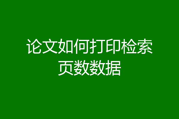 论文如何打印检索页数数据