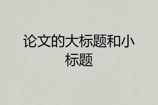 论文的大标题和小标题