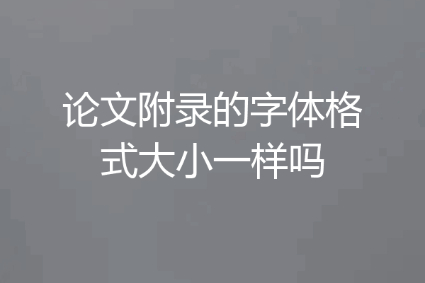 论文附录的字体格式大小一样吗