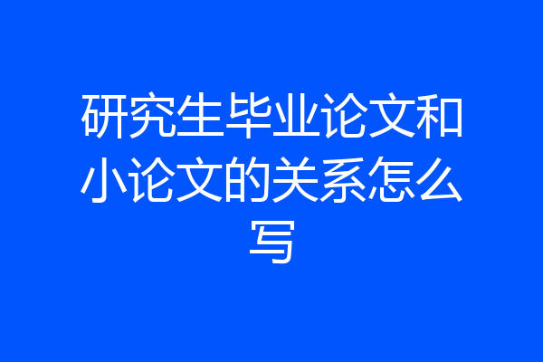 研究生毕业论文和小论文的关系怎么写